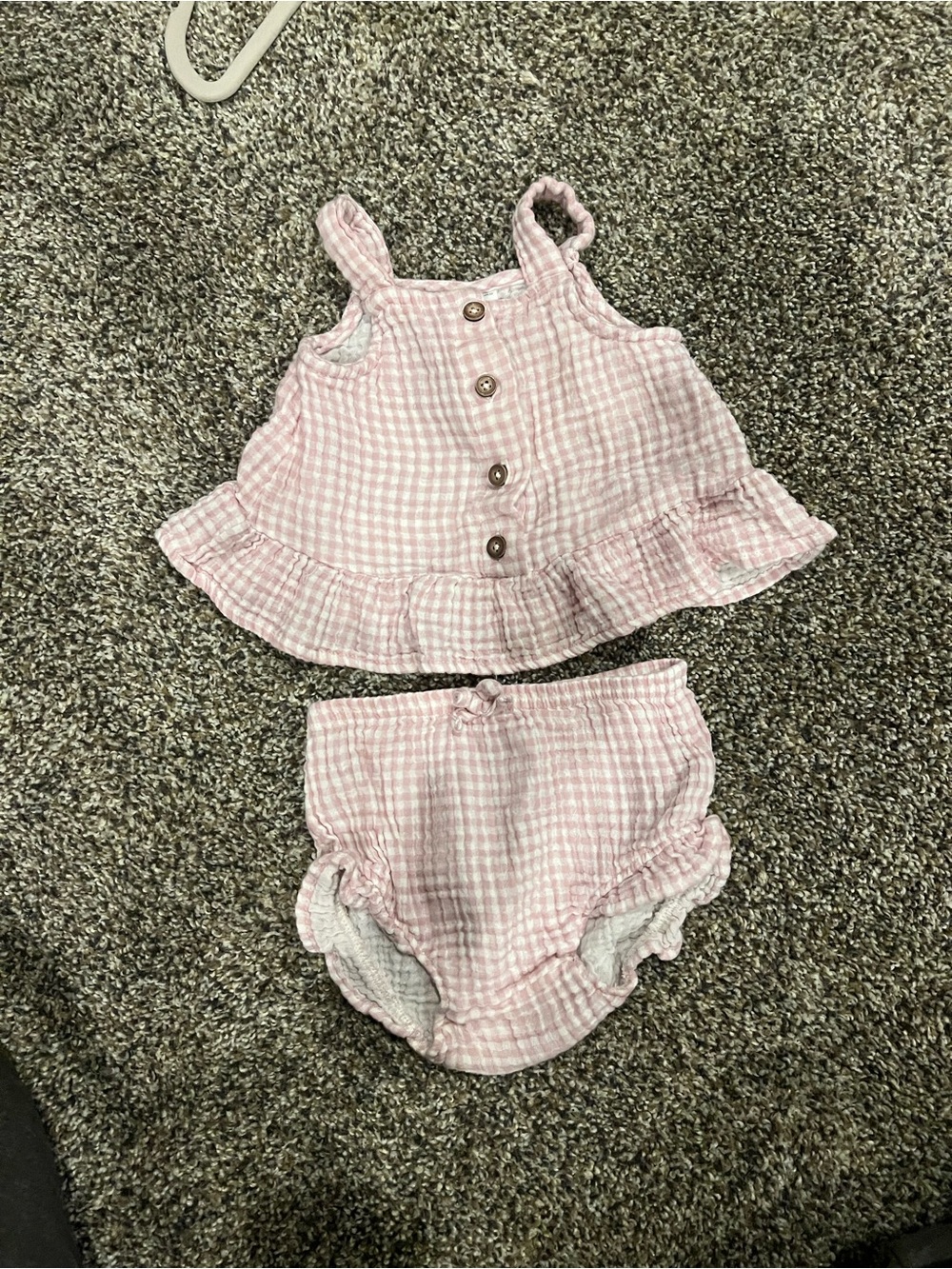 Pink Gingham Baby Tank Top & Bloomers Set